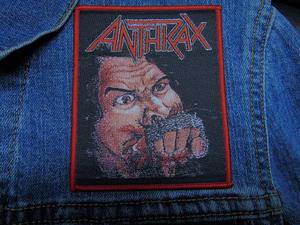 Anthrax Embroidered Iron-On Patch Rectangle Woven Fabric Denim Style Patch - Product Image 1