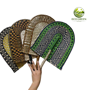 Natural Seagrass Woven Hand Fan Round Oval Design Colorful Boho Style Eco Friendly <b>Summer</b> Fan for <b>Decoration</b> and Gift - Product Image 4