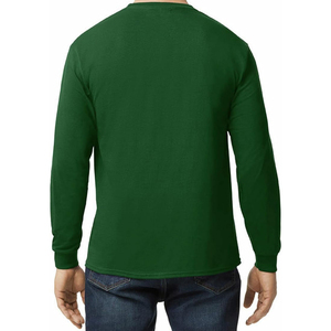 Camisetas de manga larga para hombre, color verde, corte ajustado, cuello redondo, de la mejor calidad, camiseta de manga larga de color sólido para hombre. - Product Image 4