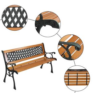 Banco de jardín Love Seat de hierro fundido de 49 \ "con respaldo de estilo de tejido para patio de madera dura, porche o cubierta - Product Image 6