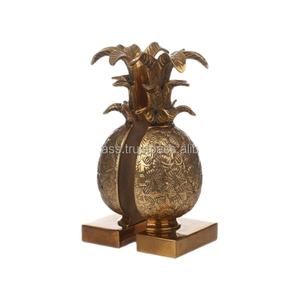 Serre-livres en métal de bonne qualité forme de luxe serre-livres ananas métal aluminium doré fini art moderne - Product Image 1