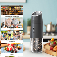 Rechargeable Gravity Sensing Salt and Pepper Grinder Electric 135ML Mill Shaker LED Kitchen Ceramic Salt Grinder