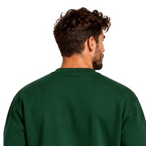 Forest Green <b>Men</b> Sweatshirt Crew Neck <b>Long</b> <b>Sleeve</b> Pullover Casual Fleece <b>Top</b> Custom Logo Streetwear Winter Sportswear Wholesale - Product Image 4