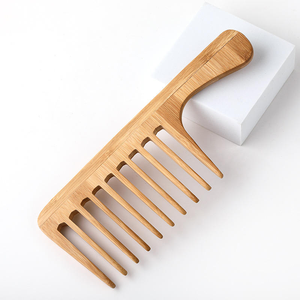 Customization Bamboo <b>Wide</b> Tooth <b>Comb</b> with Large Size Natural Eco Friendly Bamboo for Men Curly Handle Hair DetanglingBrush - Product Image 4