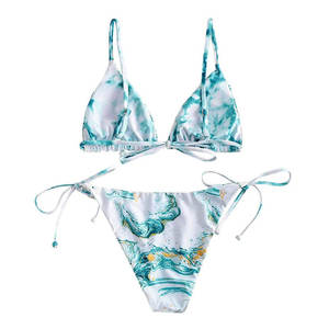 Conjunto de Bikini para Mujer, Traje de Baño con Estampado Nuevo y Sexy, Logotipo Frontal, Poliéster/Nailon, 2 Piezas, Pantalones y Sostén - Product Image 4