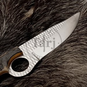 Couteau de chasse utilitaire à lame fixe fait main, acier D2, manche en bois, haute durabilité, garantie 3 ans, étui en cuir - Product Image 2