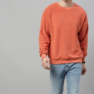 <b>Mens</b> Sherpa Sweatshirt <b>Orange</b> Teddy Fleece Drop Shoulder Crewneck Pullover Apparel Manufacturer - Product Image 3