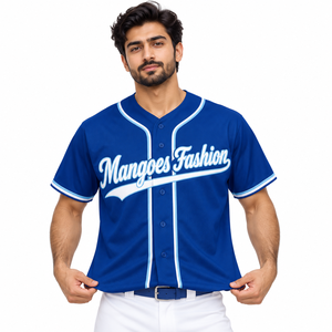 Maillot de baseball personnalisé col en V unisexe à manches courtes avec boutons, en tissu mesh respirant et léger anti-humidité pour le sport - Product Image 2