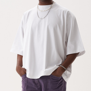 Oversized Streetwear Boxy Fit <b>T</b>-<b>shirts</b> Men Custom logo 100% Cotton Thick <b>Collar</b> Seamless Eco-Friendly Quick Dry Breathable 200g - Product Image 5