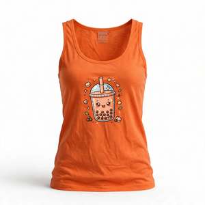 เสื้อกล้ามผู้หญิงลายการ์ตูนกระบองเพชรสีแดง ปี 2026 คอกว้าง ทรงลำลอง ผ้าถัก 100% คอตตอน ระบายอากาศได้ดี ดีไซน์โลโก้ด้านหน้า - Product Image 4