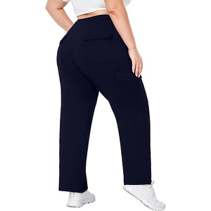 Spring Women Cargo Pants Casual Loose Fit Solid <b>Trousers</b> <b>Elastic</b> <b>Waist</b> Breathable Multi Pocket Cargo Pants for Women - Product Image 5