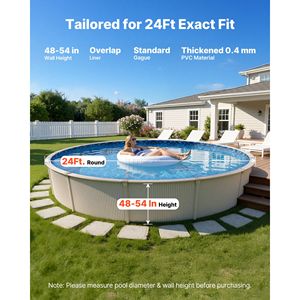 Telo per Piscina Rotonda da 25m, Spessore 1.5mm, Vinile Premium, Facile da Installare, Anti-perdita, Altezza Parete 52 - Product Image 2
