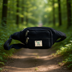 Bolso de pecho para hombre 100% cáñamo, riñonera negra - Product Image 3