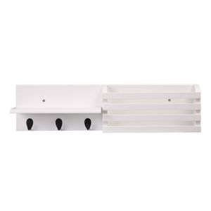 Portaoggetti Vintage Intagliato per Posta e Chiavi, Mensola da Parete 24" X 6" Bianca per Cucina, Bagno e Soggiorno - Product Image 2