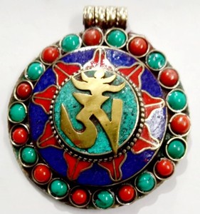 Colgante de Turquesa con Temática Religiosa Budista Tibetana, Aleación de Cobre - Product Image 2