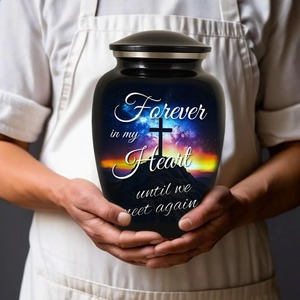 Astronaut Cycling Moon Urn for Human <b>Ashes</b> American Style Memorial <b>Keepsake</b> Urn Eco-Friendly Large Burial Urn for Adults - Product Image 2