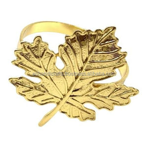Leaf Shape Brass Napkin <b>Ring</b> Modern Design Durable Custom Width Table Decoration Accessory - Product Image 1