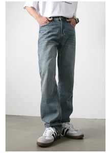 Wholesale Custom Denim <b>Jeans</b> High Waist Straight Leg Pants Casual <b>Vintage</b> Washed Cotton Denim Trousers for Men and <b>Women</b> - Product Image 3