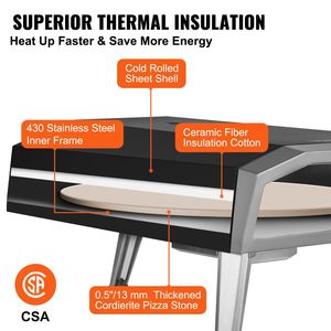 Forno per Pizza da 16 pollici all'aperto in acciaio inossidabile a Gas Grill portatile con rivestimento in pietra per Pizza girevole a 360 gradi - Product Image 4