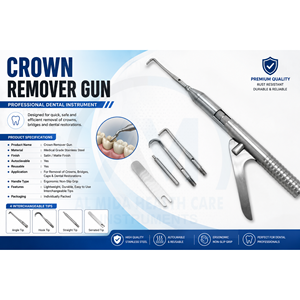 Pistola removedora de coronas dentales, removedor manual de doble punta, herramienta dental de acero inoxidable, instrumentos dentales reutilizables - Product Image 6