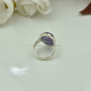 Bague en argent sterling 925, bague faite à la main, bijoux en charoite, cadeau pour femme - Product Image 5