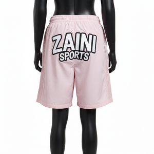 Shorts cortavientos para mujer, ligeros, de tela de poliéster tejida, con paneles laterales de malla, logotipo personalizado con transferencia térmica. - Product Image 2