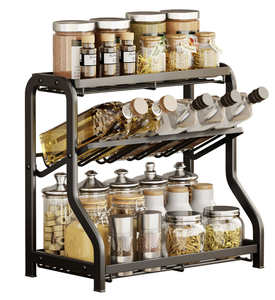Étagère de rangement de cuisine en métal Hot Mall, support à épices double niveau pour comptoir, étagère à condiments et sauce soja - Product Image 1