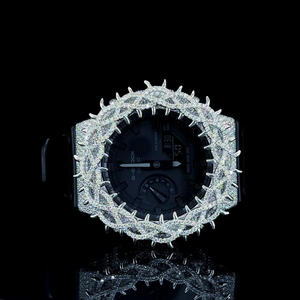 Montre de luxe pour homme style G-Shock avec bracelet en acier inoxydable effet diamant, étanche, résistante aux chocs, numérique, sportive - Product Image 4