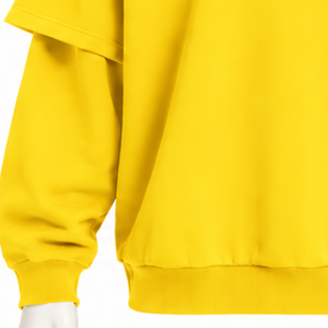Sweat à capuche jaune double couche vintage oversize à manches superposées, pull décontracté streetwear à épaules tombantes, épais et personnalisé - Product Image 5