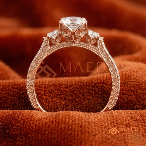 แหวนหมั้นเพชรโมอิสซาไนต์ทรงกลมขอบรัศมี ทองคำขาว 14K แหวนแต่งงานสุดหรู ของขวัญสำหรับเจ้าสาว สหรัฐอเมริกา - Product Image 2