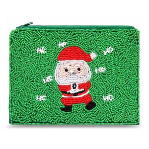 Christmas Seed Beaded Handmade Cotton Fabric Mini <b>Coin</b> <b>Purse</b> <b>Coin</b> Collecting Small Saving Pouch Zipper Closure Christmas Party - Product Image 6