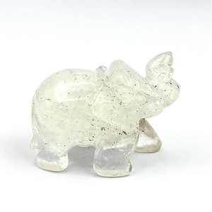 Éléphant en quartz clair sculpté à la main, figurine en cristal naturel, énergie de guérison, décoration Feng Shui, marque Chakralume, origine Rajasthan - Product Image 1
