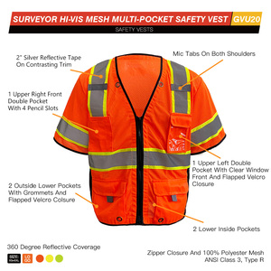 Gilet de travail haute visibilité pour hommes, vêtements de sécurité réfléchissants avec poches pour la construction et la gestion du trafic - Product Image 4