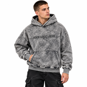 Trendy <b>Grey</b> Distressed Wash Hoodie Relaxed Fit Urban Streetwear Pullover Custom Branding Hooded <b>Sweatshirt</b> Wholesale Supplier US - Product Image 1