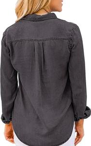 เสื้อเชิ้ตเดนิมแขนยาวทรงโอเวอร์ไซส์ ล้างสีแบบแอซิด สไตล์ลำลอง สตรีทแวร์ ระบายอากาศได้ดี ไซส์พลัส สีซีดจางแบบซันเฟด เสื้อเชิ้ตเดนิมผู้หญิง - Product Image 3