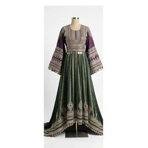 Multi Colors Beautiful Afghani Traditional Embroidery Floor-Length Casual <b>Dress</b> Feathers Eco-Friendly Fabric Afghan Kuchi <b>Dress</b> - Product Image 1