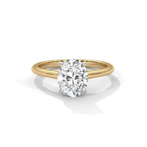 Anillo de Compromiso Solitario Ovalado de Oro Amarillo de 14K con Diamante Cultivado en Laboratorio de 2.25 CT, Clásico con Cuatro Puntas, Lujoso para Mujer - Product Image 4