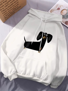 Sweat-shirt à capuche pour femme, nouvelle qualité, imprimé drôle de chien teckel, sweat-shirt décontracté chaud en polaire pour l'hiver avec poches - Product Image 1