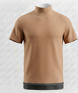 Men's Short Sleeve <b>Turtleneck</b> Knitted T-Shirt Regular Fit Solid Color Casual Style - Product Image 1