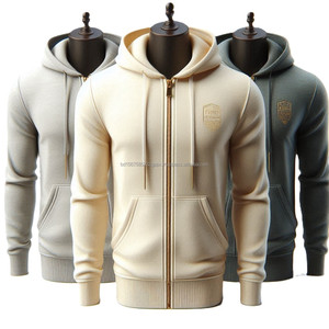 Sudaderas con capucha de lana con cremallera frontal 100% hilo de algodón teñido de alta calidad peso pesado colores sólidos manga larga Zip Up sudaderas con capucha - Product Image 4