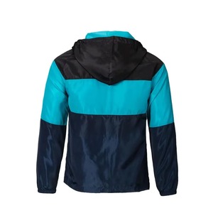 Veste coupe-vent à capuche pour homme, color-block, en polyester/nylon, pour l'automne, vêtement d'extérieur, fermeture éclair, coupe sportive classique - Product Image 2