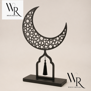 Minarets élégants en métal en forme de croissant de lune avec pompon pour la décoration intérieure du Ramadan, à utiliser en gros chez White Royals - Product Image 1