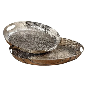 Handmade Stainless Steel Dinner 2 Plates Restaurant Tray for Dessert Cake Snack Dish Storage for Wedding <b>Parties</b> - Product Image 1