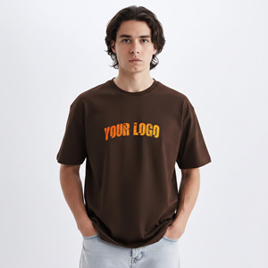 T-shirts pour hommes en coton 100% coupe ample, style décontracté été, personnalisables avec logo imprimé 3D en relief, couleur unie, respirants. - Product Image 2