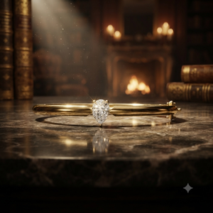 Bracelet Solitaire de Luxe en Or Jaune avec Cristal Rond Taillé pour Femme – Élégant Bijou pour Mariage et Anniversaire - Product Image 1