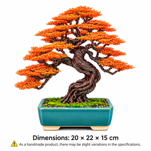 Bonsaï en fil métallique fait main avec des feuilles oranges dans un pot en céramique pour la décoration de la maison, du bureau et les cadeaux d'entreprise - Product Image 3