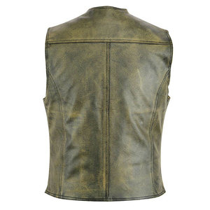 Chaleco de Cuero PU de Primera Calidad con Estampado de Bandera Americana, Estilo Motero, Cierre de Cremallera Frontal, Cuello Camisero, Ropa Exterior para Hombre - Product Image 2