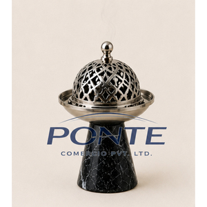 Quemador de Incienso de Lujo en Mármol y Latón para Bakhoor Oud, Incensario Árabe Hecho a Mano, Decoración para el Hogar, Centro de Mesa - Product Image 1