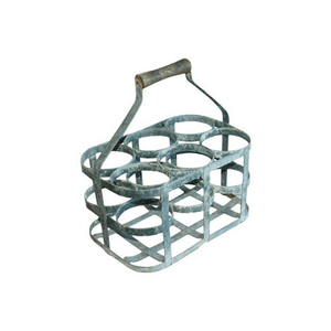 Antique Metal Wine Rack With Handle 3 Bottle Capacity Home Dining Decor Furniture Handmade Wine Racks - Product Image 1