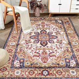 Alfombra Vintage Bohemia Azul de 6x9, Alfombra Persa Grande Antideslizante y Lavable con Diseño Floral para Sala de Estar, Cocina y Dormitorio - Product Image 2